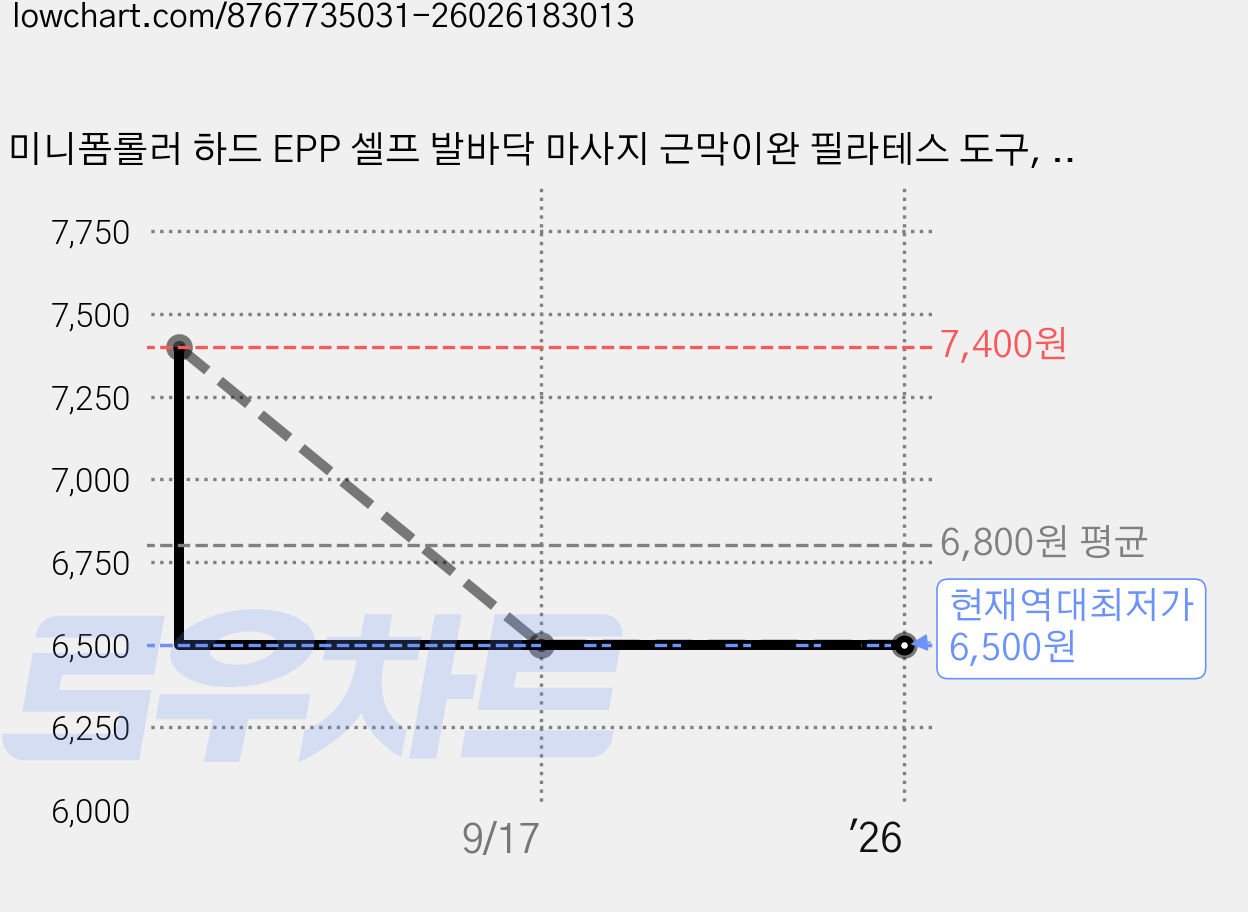 미니폼롤러 하드 EPP 셀프 발바닥 마사지 근막이완 필라테스 도구, 2개, 블랙&레드 가격 변동 차트, 현재가 6,500원, 역대최저가