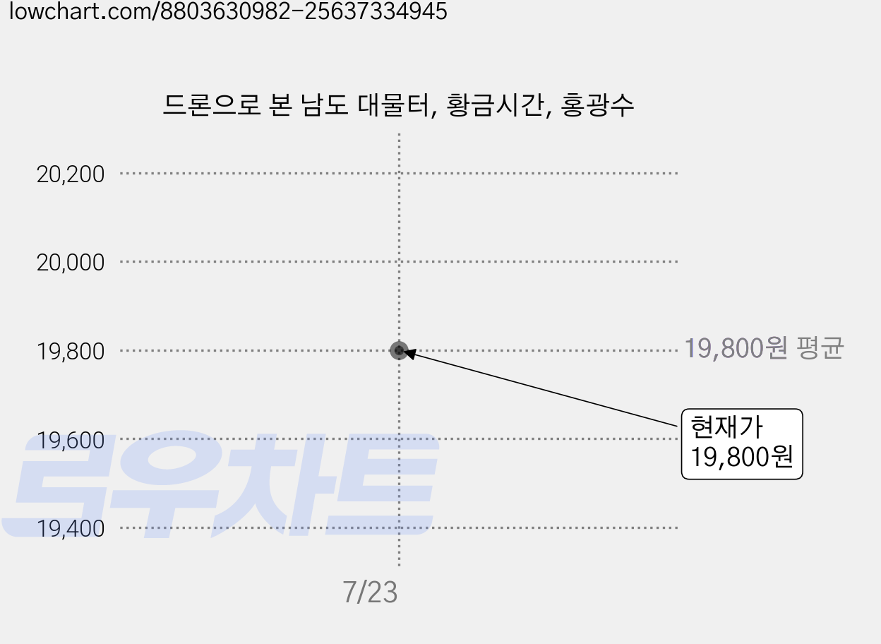 드론으로 본 남도 대물터, 황금시간, 홍광수 가격 변동 차트, 현재가 19,800원