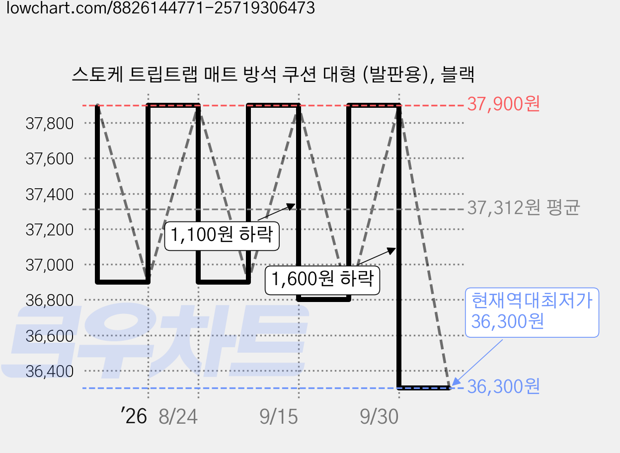 스토케 트립트랩 매트 방석 쿠션 대형 (발판용), 블랙 가격 변동 차트, 현재가 36,300원, 역대최저가