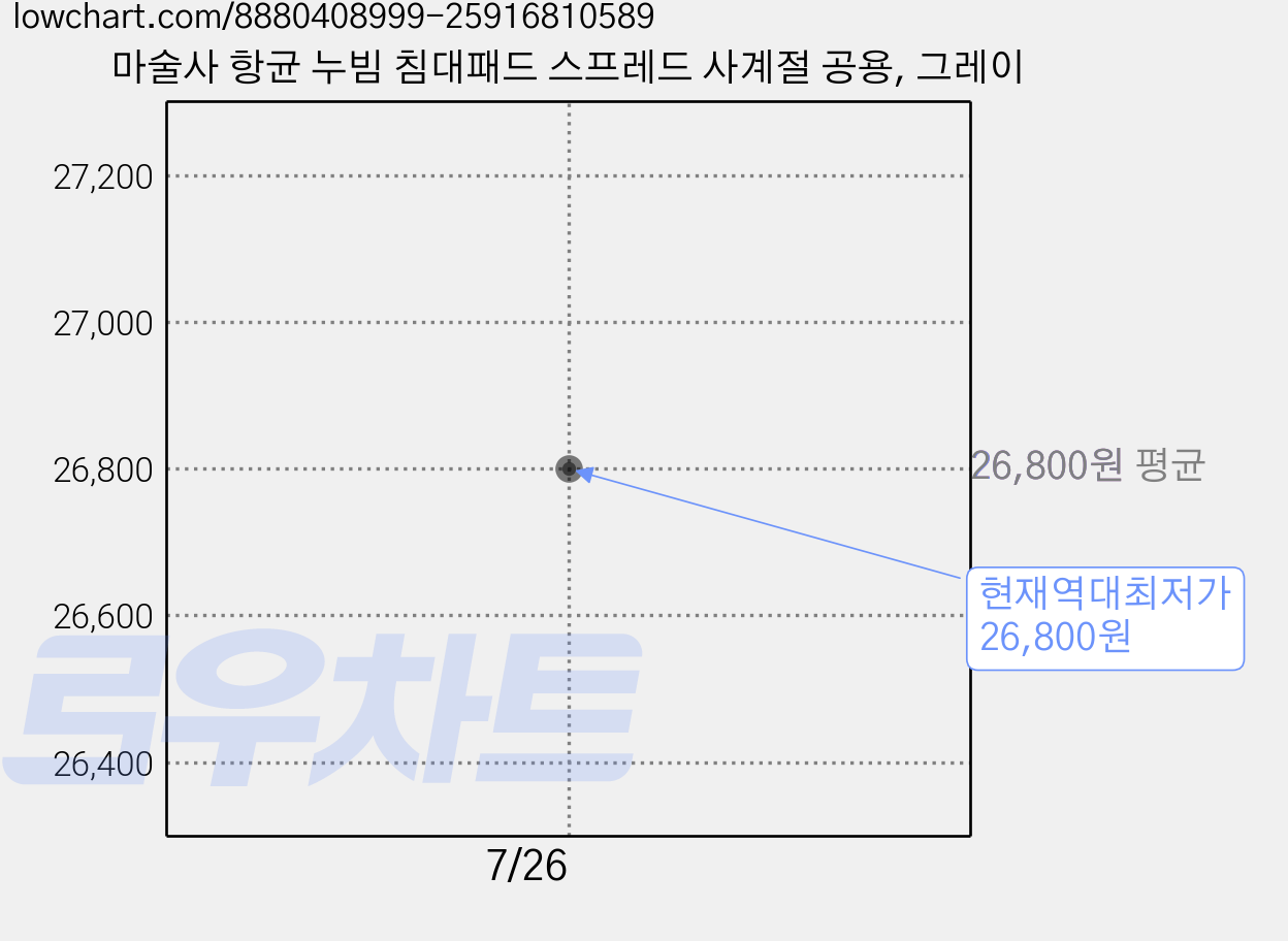 마술사 항균 누빔 침대패드 스프레드 사계절 공용, 그레이 가격 변동 차트, 현재가 26,800원, 역대최저가