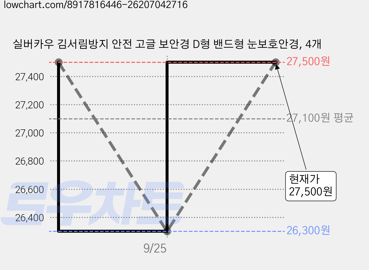 실버카우 김서림방지 안전 고글 보안경 D형 밴드형 눈보호안경, 4개 가격 변동 차트, 현재가 26,300원, 역대최저가