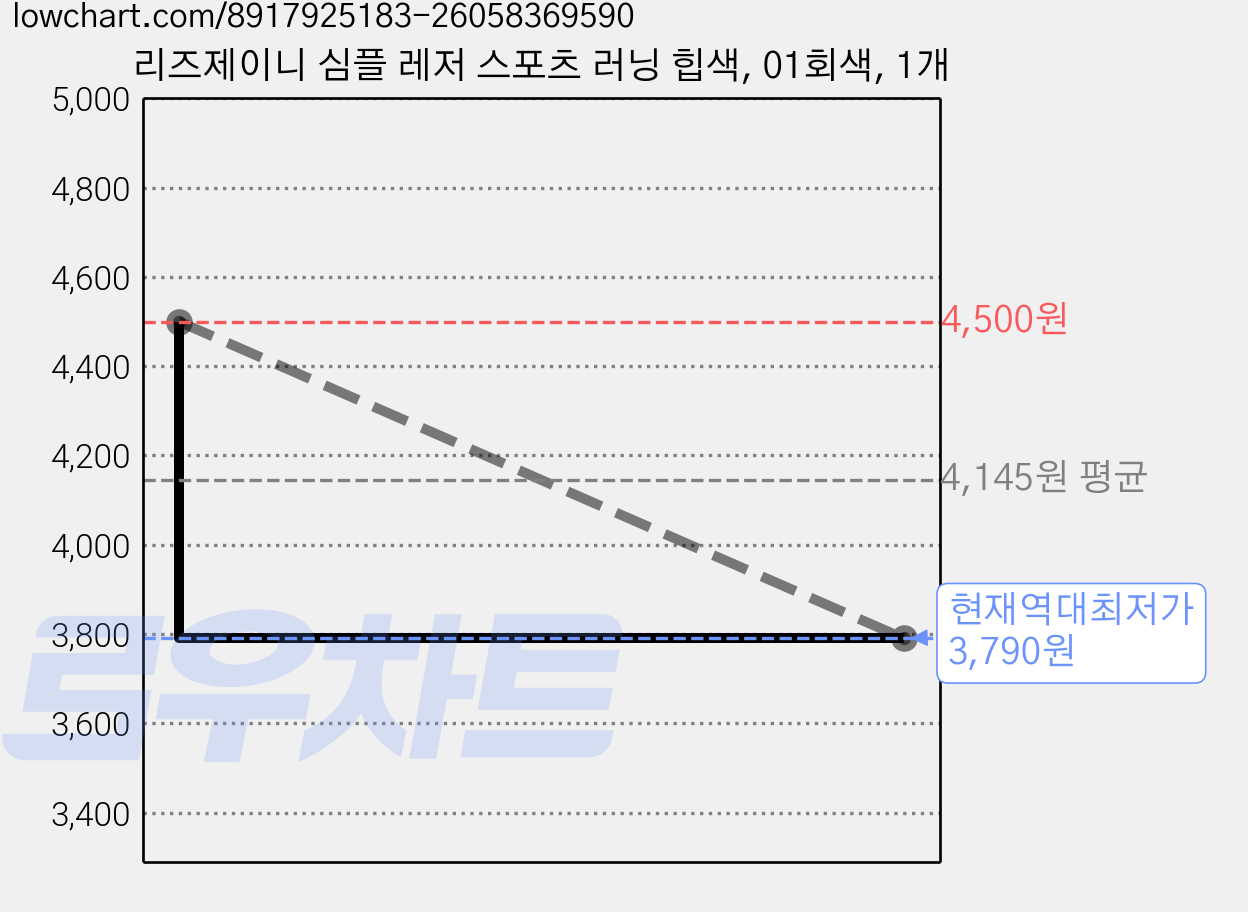 리즈제이니 심플 레저 스포츠 러닝 힙색, 01회색, 1개 가격 변동 차트, 현재가 3,790원, 역대최저가