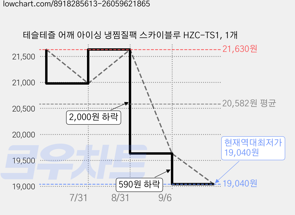 테슬테즐 어깨 아이싱 냉찜질팩 스카이블루 HZC-TS1, 1개 가격 변동 차트, 현재가 19,040원, 역대최저가