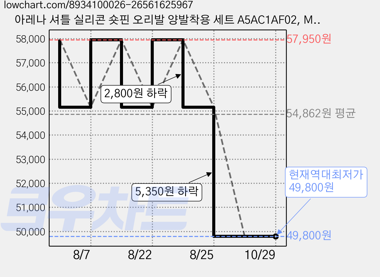 아레나 셔틀 실리콘 숏핀 오리발 양발착용 세트 A5AC1AF02, MINT 가격 변동 차트, 현재가 49,800원, 역대최저가