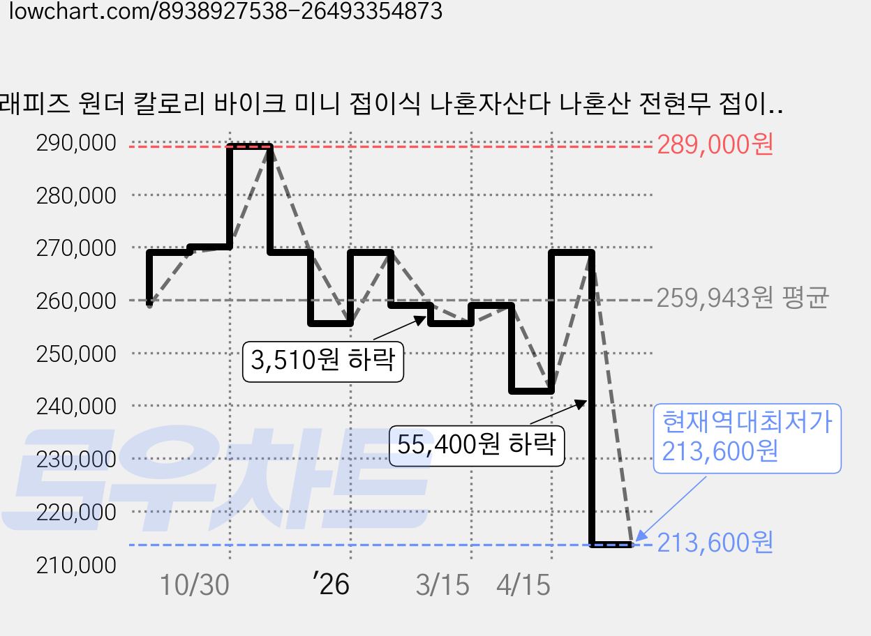 래피즈 원더 칼로리 바이크 미니 접이식 나혼자산다 나혼산 전현무 접이식 실내 자전거 헬스사이클 스핀바이크, 웜 그레이, REPIZ_JTB902 가격 변동 차트, 현재가 213,600원, 역대최저가