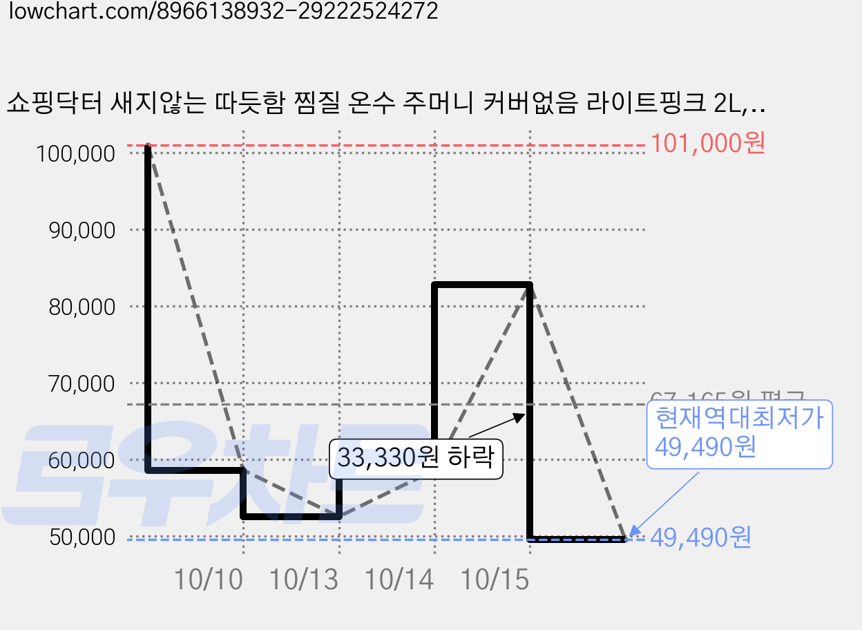 쇼핑닥터 새지않는 따듯함 찜질 온수 주머니 커버없음 라이트핑크 2L, 10개 가격 변동 차트, 현재가 49,490원, 역대최저가