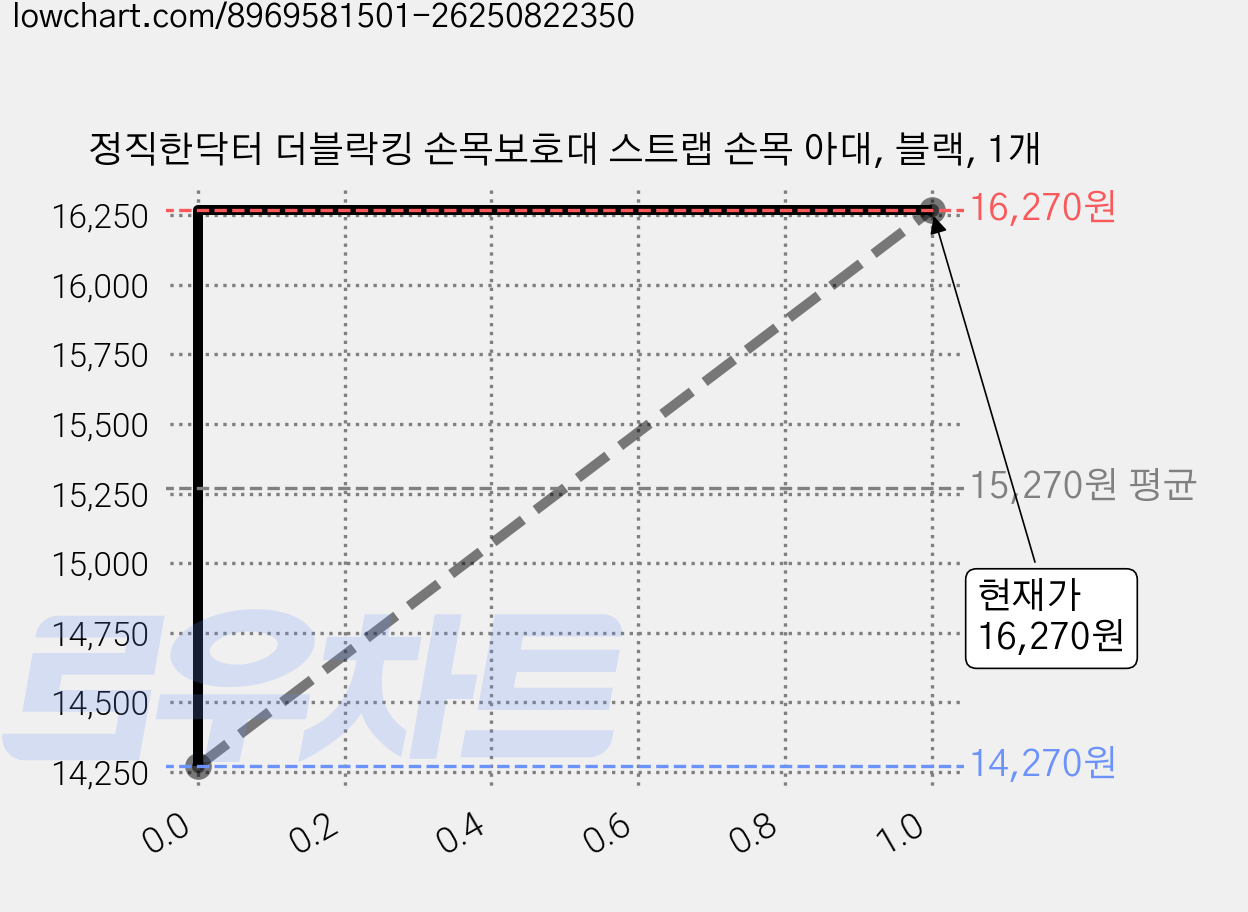 정직한닥터 더블락킹 손목보호대 스트랩 손목 아대, 블랙, 1개 가격 변동 차트, 현재가 16,270원, 관측 최저가 14,270원