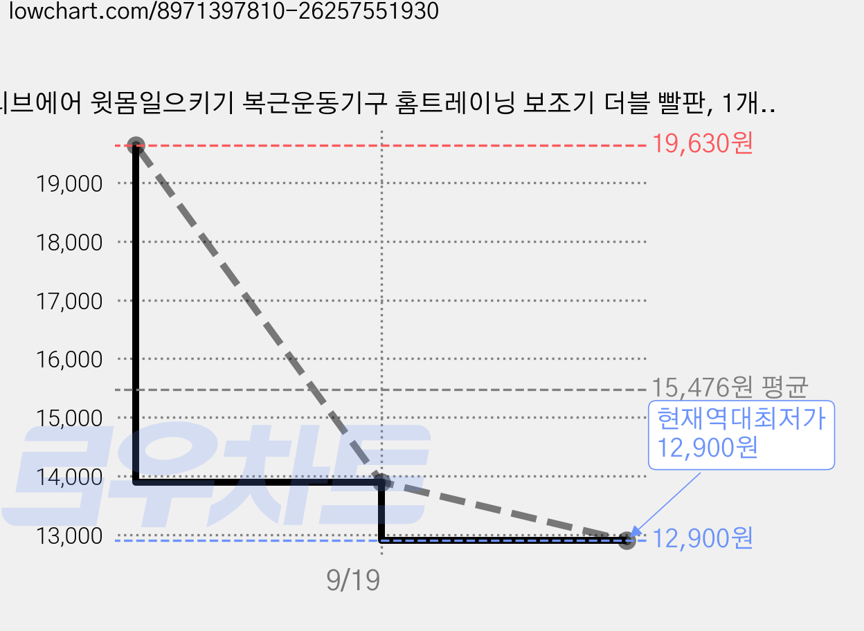 리브에어 윗몸일으키기 복근운동기구 홈트레이닝 보조기 더블 빨판, 1개, 그레이 가격 변동 차트, 현재가 12,900원, 역대최저가