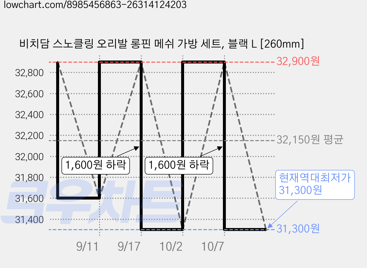 비치담 스노클링 오리발 롱핀 메쉬 가방 세트, 블랙 L [260mm] 가격 변동 차트, 현재가 31,300원, 역대최저가