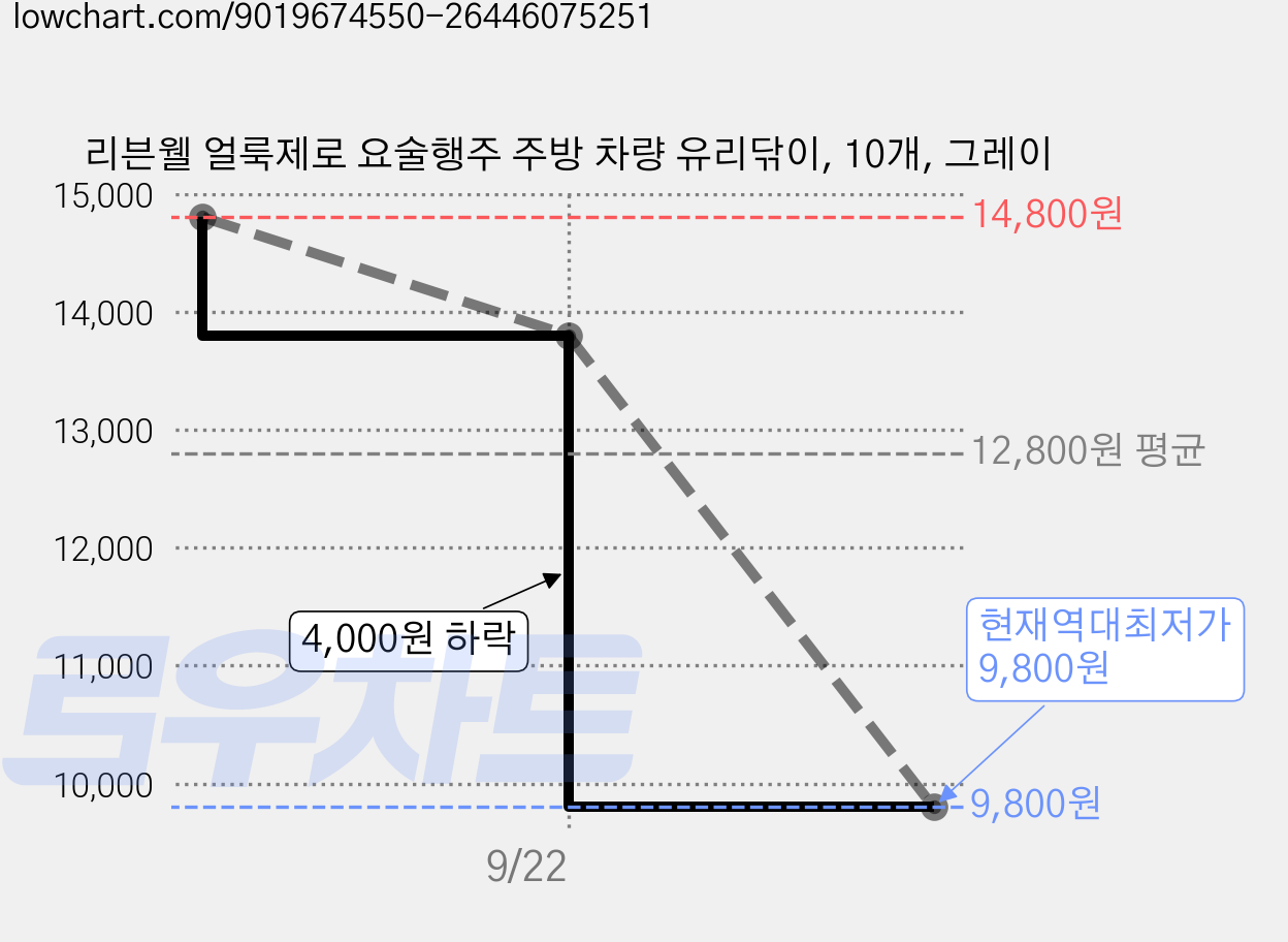 리븐웰 얼룩제로 요술행주 주방 차량 유리닦이, 10개, 그레이 가격 변동 차트, 현재가 9,800원, 역대최저가