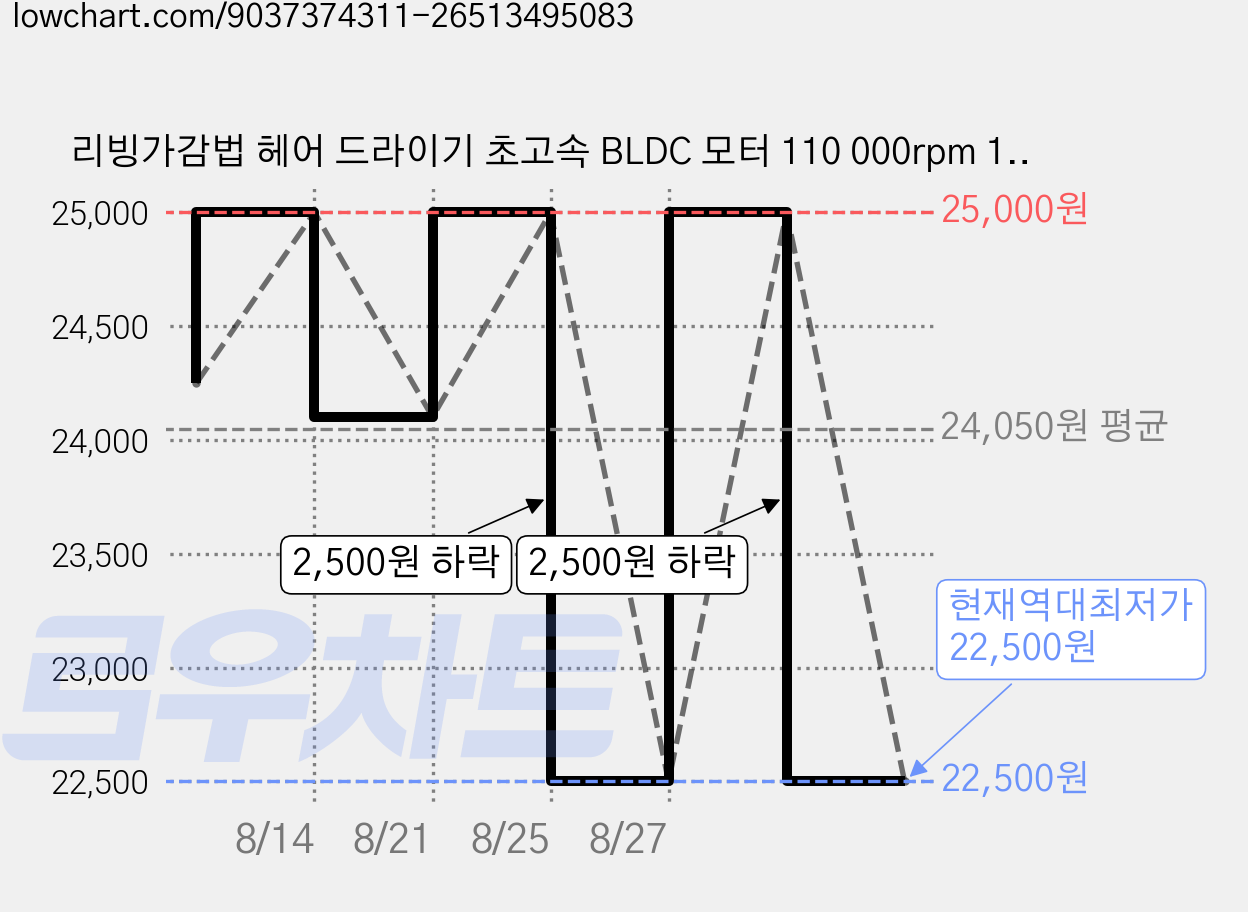 리빙가감법 헤어 드라이기 초고속 BLDC 모터 110 000rpm 1600W 음이온 휴대용 미니 드라이어 빠른 건조 저음 미용실 드라이기 hair dryer, 화이트, ZCY883-2 가격 변동 차트, 현재가 22,500원, 역대최저가
