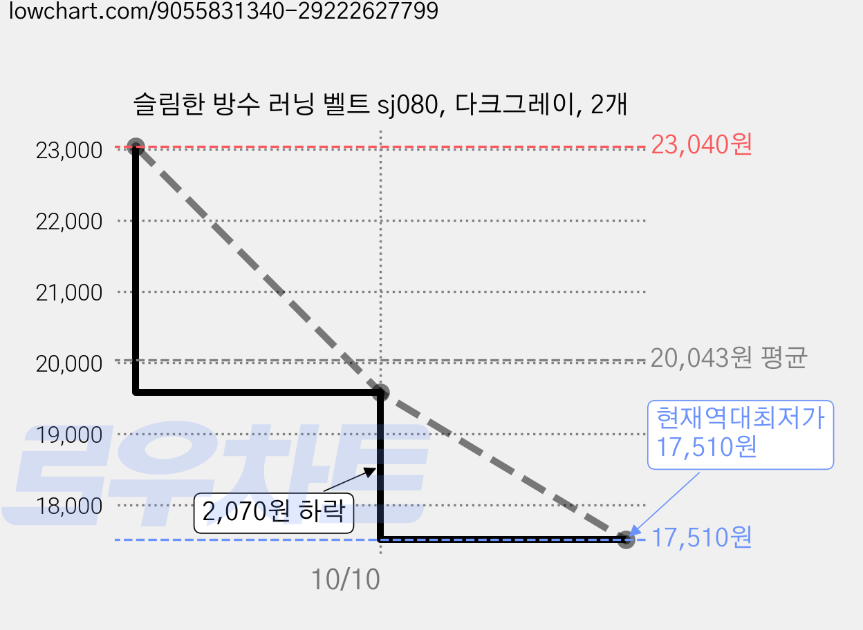 슬림한 방수 러닝 벨트 sj080, 다크그레이, 2개 가격 변동 차트, 현재가 17,510원, 역대최저가