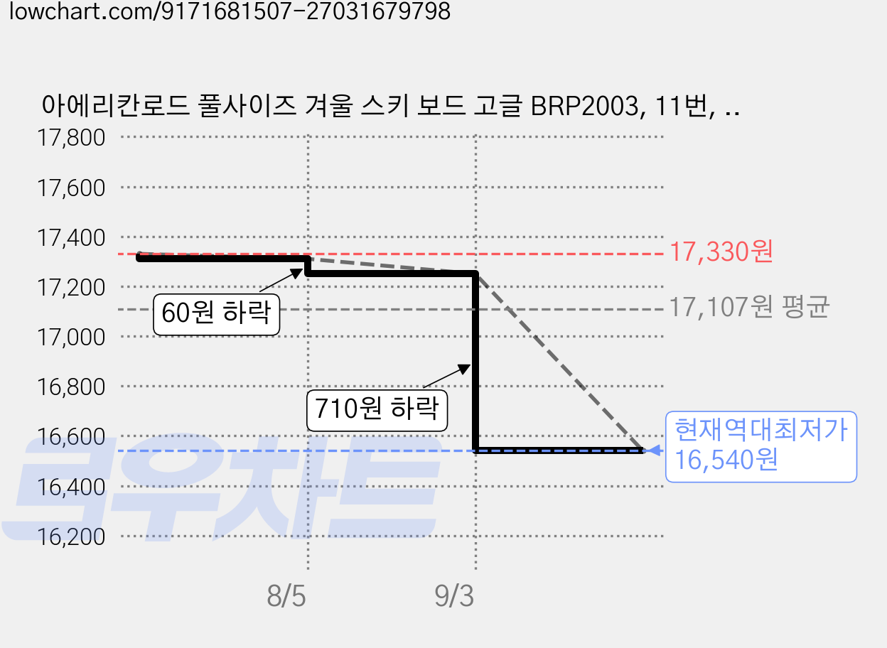 아에리칸로드 풀사이즈 겨울 스키 보드 고글 BRP2003, 11번, 1개 가격 변동 차트, 현재가 16,540원, 역대최저가