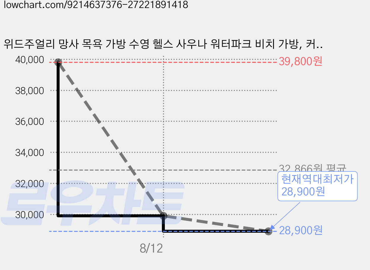 위드주얼리 망사 목욕 가방 수영 헬스 사우나 워터파크 비치 가방, 커피 가격 변동 차트, 현재가 28,900원, 역대최저가