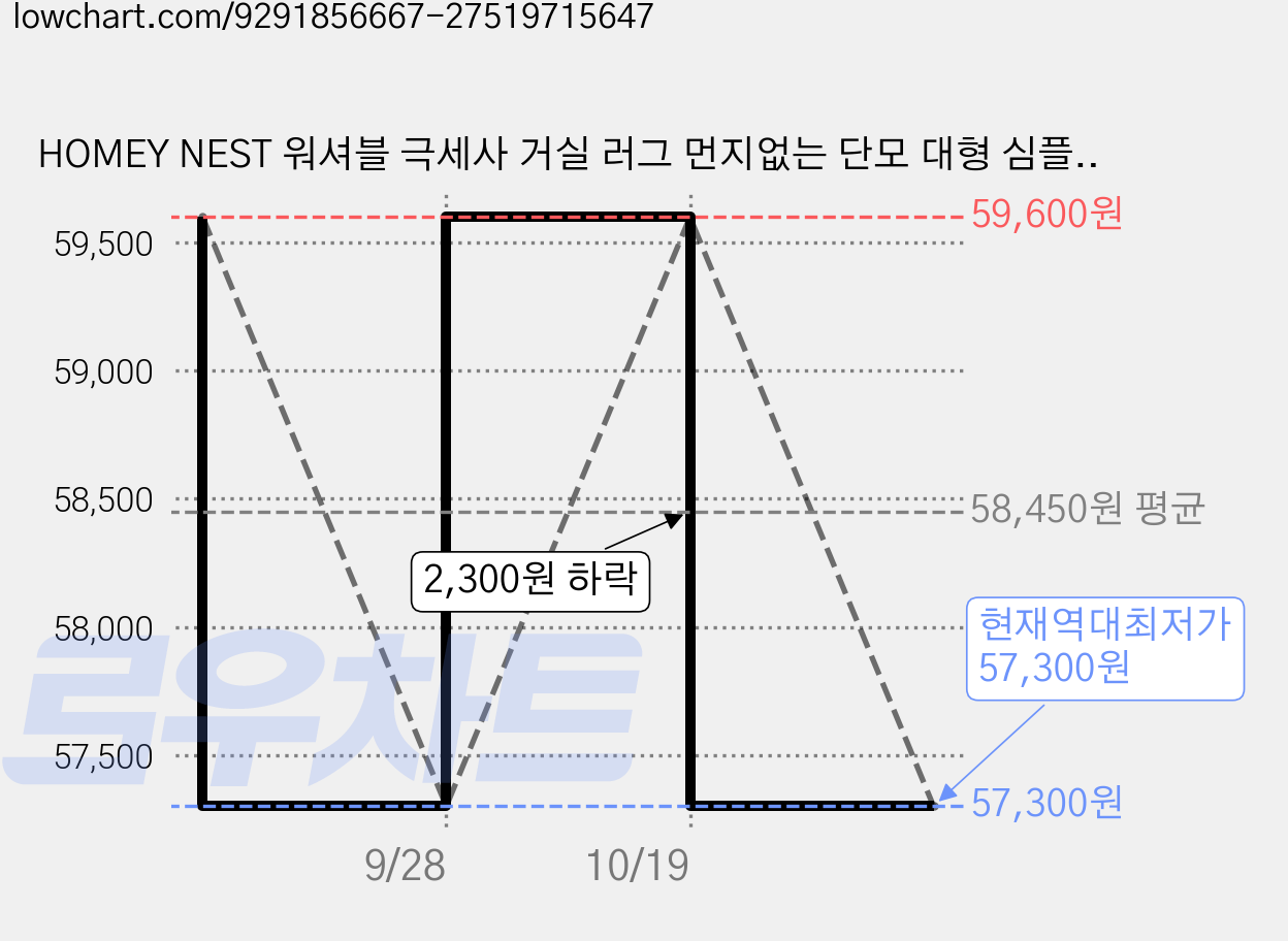 HOMEY NEST 워셔블 극세사 거실 러그 먼지없는 단모 대형 심플 카페트 바닥 패드 XT-DT 사각형 가격 변동 차트, 현재가 57,300원, 역대최저가