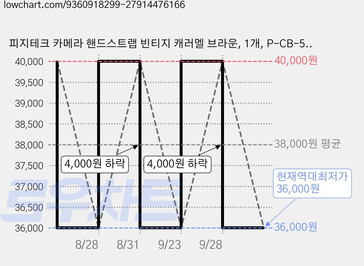 피지테크 카메라 핸드스트랩 빈티지 캐러멜 브라운, 1개, P-CB-593 가격 변동 차트, 현재가 36,000원, 역대최저가