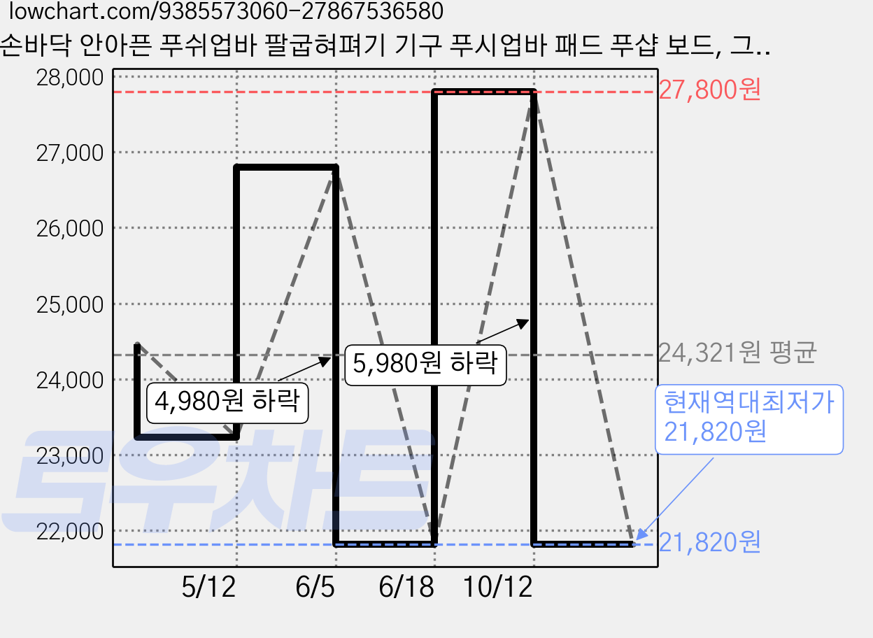 손바닥 안아픈 푸쉬업바 팔굽혀펴기 기구 푸시업바 패드 푸샵 보드, 그레이, SA3035BF 가격 변동 차트, 현재가 21,820원, 역대최저가