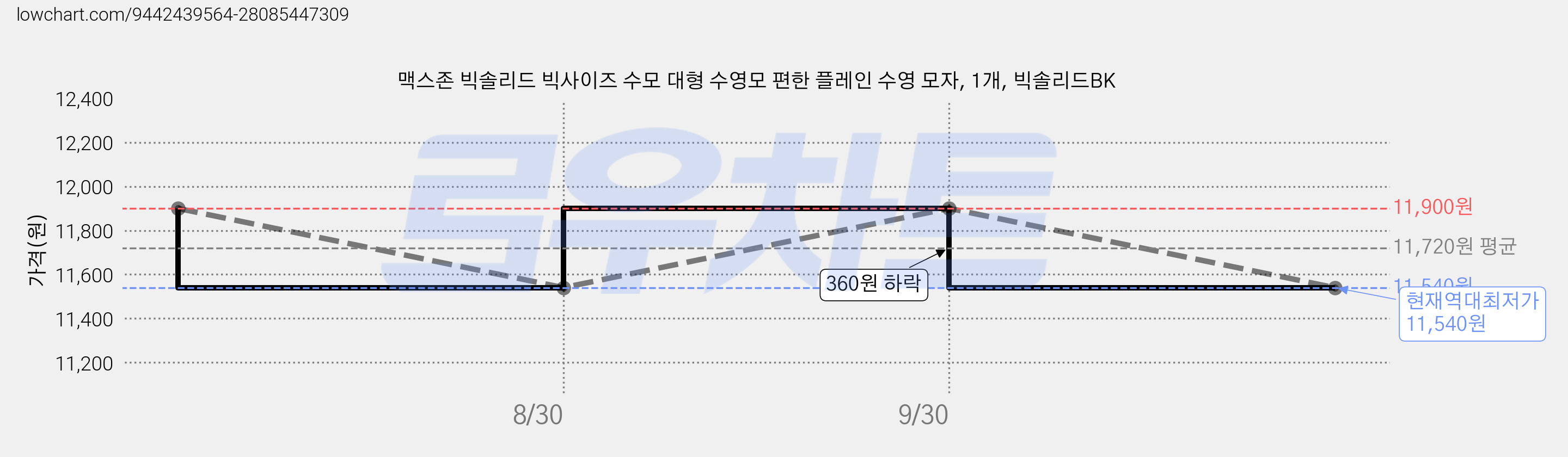 맥스존 빅솔리드 빅사이즈 수모 대형 수영모 편한 플레인 수영 모자, 1개, 빅솔리드BK 가격 변동 차트, 현재가 11,540원, 역대최저가