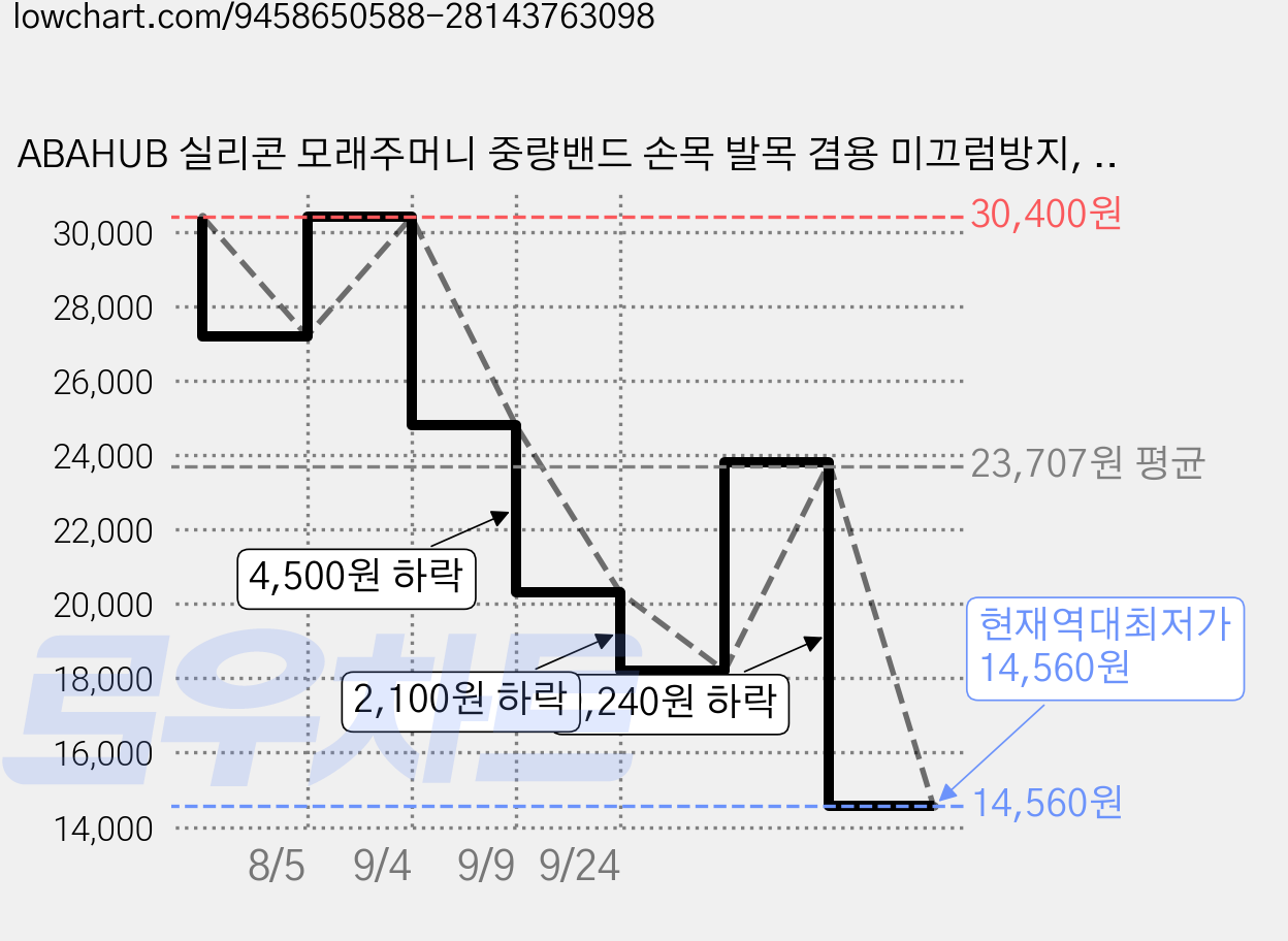 ABAHUB 실리콘 모래주머니 중량밴드 손목 발목 겸용 미끄럼방지, 장미색, 1kg 가격 변동 차트, 현재가 14,560원, 역대최저가