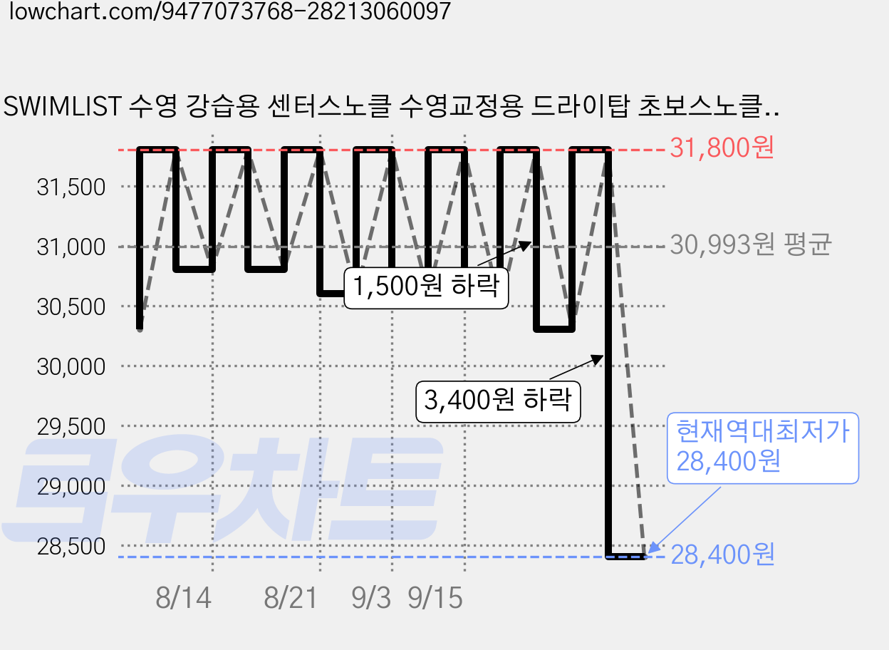 SWIMLIST 수영 강습용 센터스노클 수영교정용 드라이탑 초보스노클 휘슬형 물놀이 스노클링 장비 + 매쉬가방 (사은품), Full Black 가격 변동 차트, 현재가 28,400원, 역대최저가