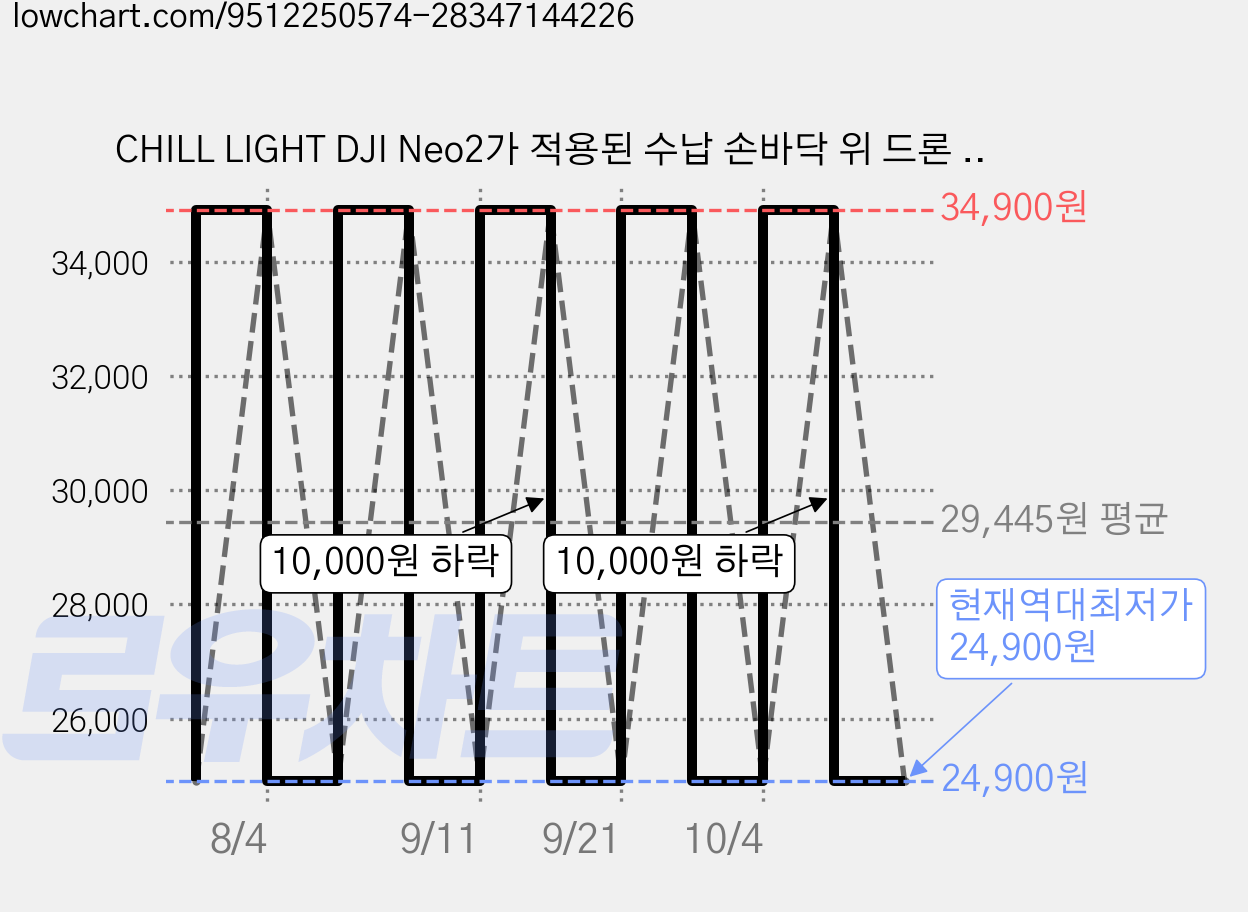 CHILL LIGHT DJI Neo2가 적용된 수납 손바닥 위 드론 수납함 메인 숄더 하드 케이스, 1개, 플라이 수납 가방 가격 변동 차트, 현재가 24,900원, 역대최저가
