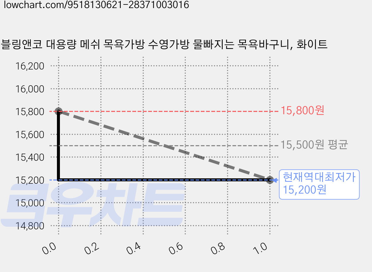 블링앤코 대용량 메쉬 목욕가방 수영가방 물빠지는 목욕바구니, 화이트 가격 변동 차트, 현재가 15,200원, 역대최저가