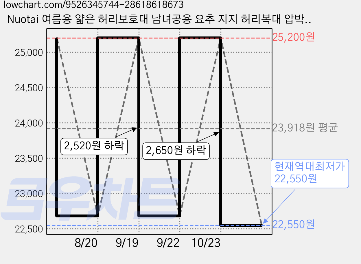 Nuotai 여름용 얇은 허리보호대 남녀공용 요추 지지 허리복대 압박벨트, 1개 가격 변동 차트, 현재가 22,550원, 역대최저가