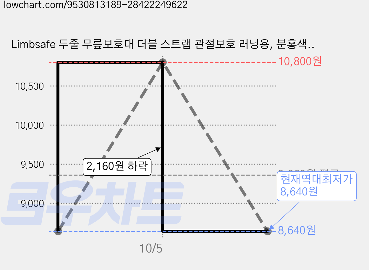 Limbsafe 두줄 무릎보호대 더블 스트랩 관절보호 러닝용, 분홍색, 1개 가격 변동 차트, 현재가 8,640원, 역대최저가