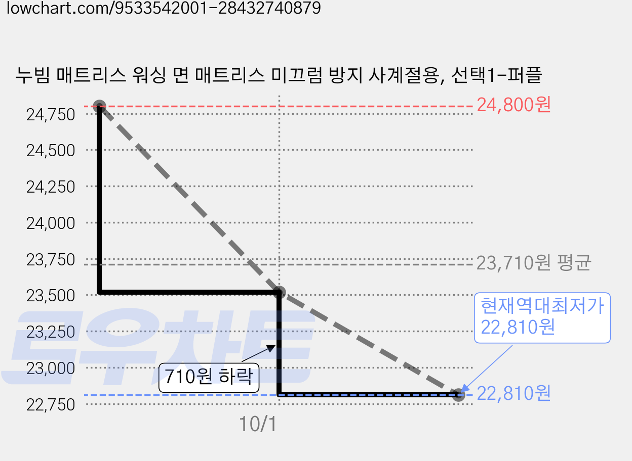 누빔 매트리스 워싱 면 매트리스 미끄럼 방지 사계절용, 선택1-퍼플 가격 변동 차트, 현재가 22,810원, 역대최저가