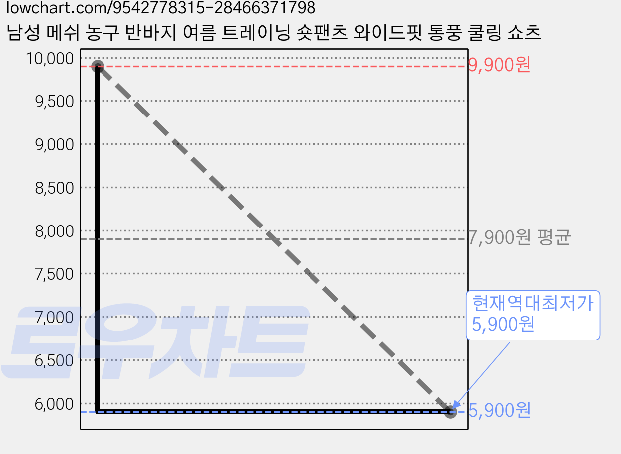 남성 메쉬 농구 반바지 여름 트레이닝 숏팬츠 와이드핏 통풍 쿨링 쇼츠 가격 변동 차트, 현재가 5,900원, 역대최저가