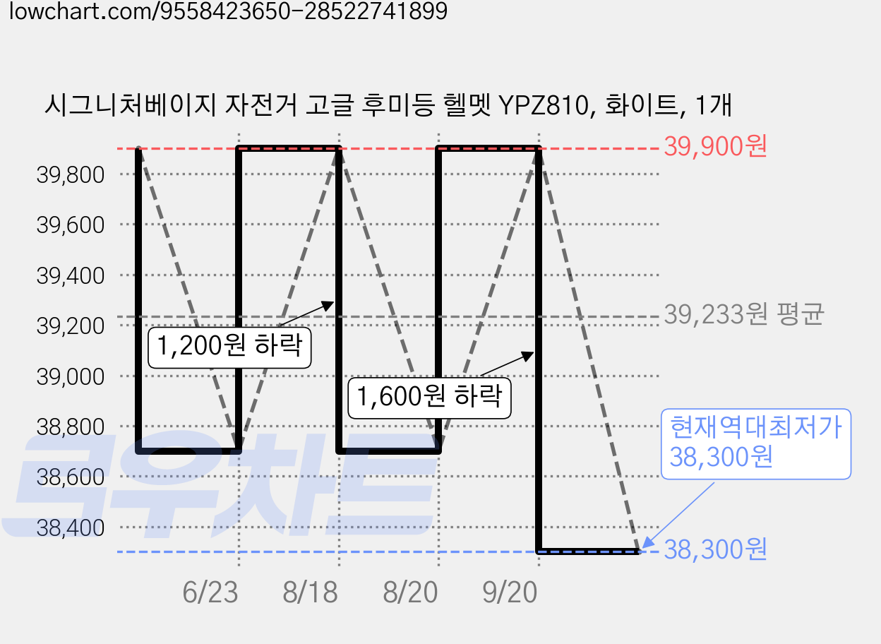 시그니처베이지 자전거 고글 후미등 헬멧 YPZ810, 화이트, 1개 가격 변동 차트, 현재가 38,300원, 역대최저가