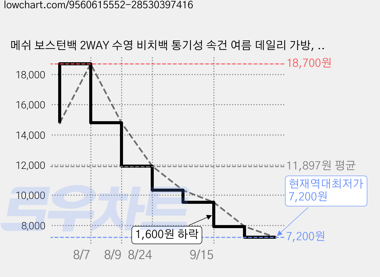 메쉬 보스턴백 2WAY 수영 비치백 통기성 속건 여름 데일리 가방, 1개, 카키색 메쉬 가방 가격 변동 차트, 현재가 7,200원, 역대최저가