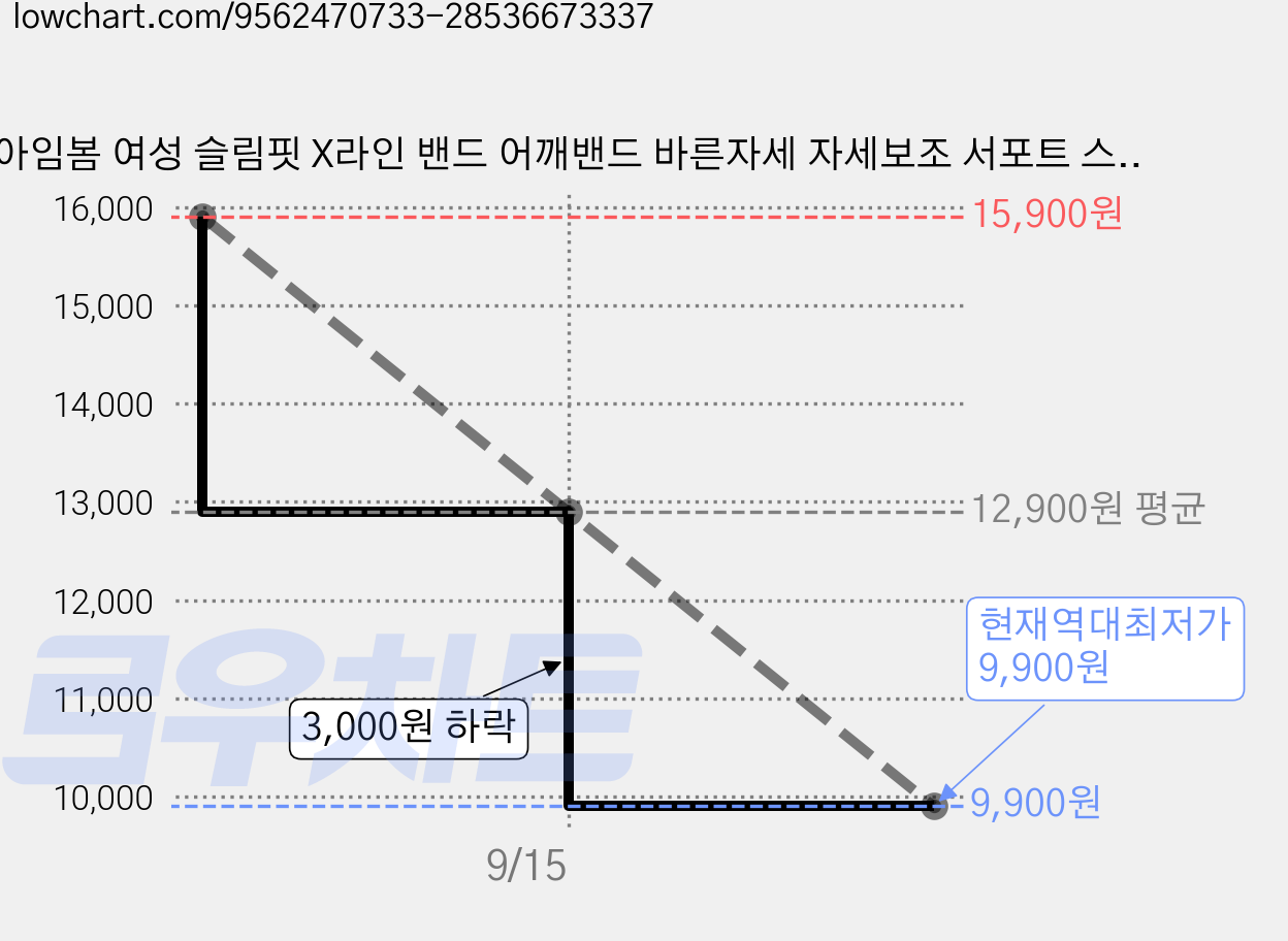 아임봄 여성 슬림핏 X라인 밴드 어깨밴드 바른자세 자세보조 서포트 스트랩, 1개 가격 변동 차트, 현재가 9,900원, 역대최저가