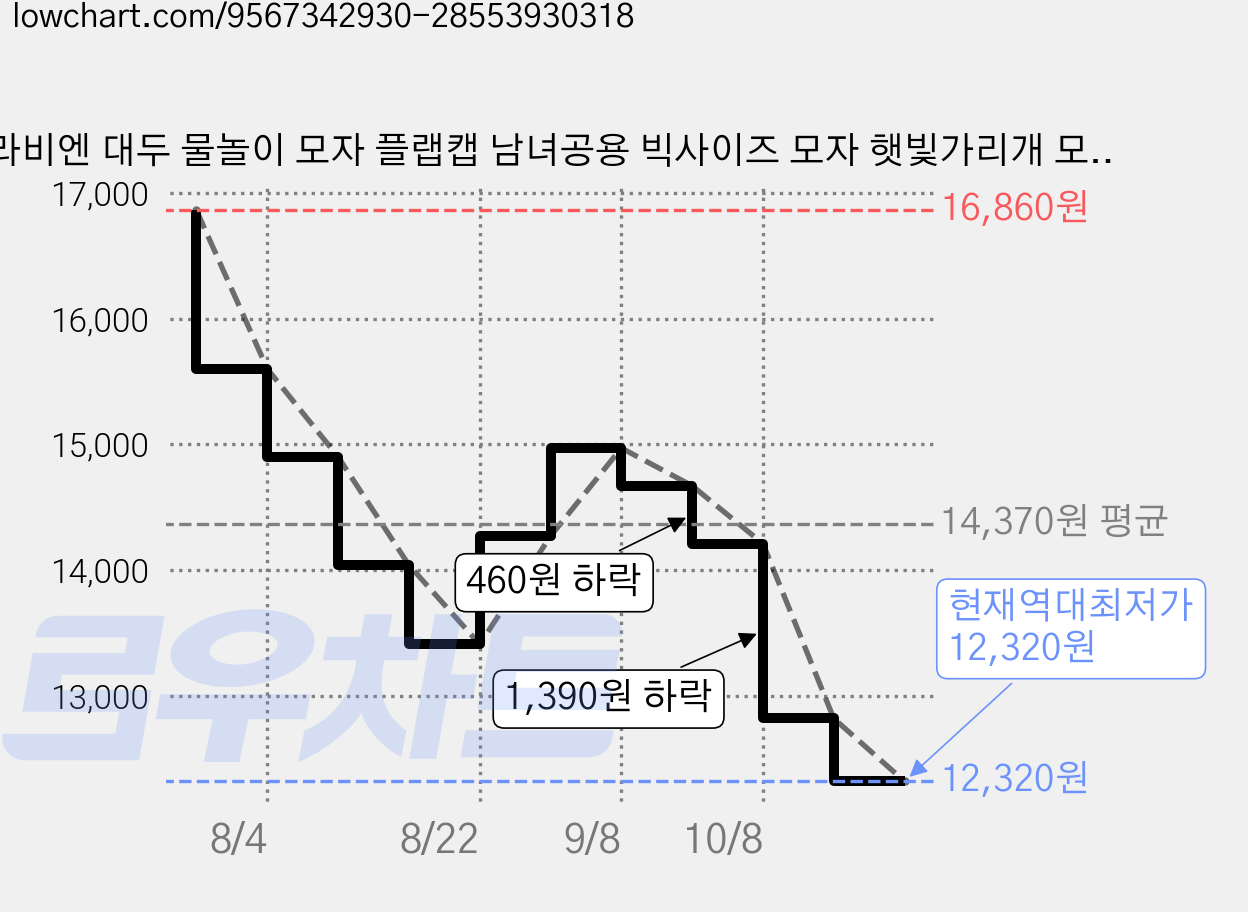 라비엔 대두 물놀이 모자 플랩캡 남녀공용 빅사이즈 모자 햇빛가리개 모자 캠핑 낚시 등산 뒷목 UV차단, 1개, 클라우드그레이 가격 변동 차트, 현재가 12,320원, 역대최저가