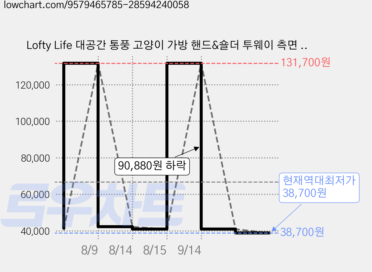 Lofty Life 대공간 통풍 고양이 가방 핸드&숄더 투웨이 측면 오픈 반려동물 외출 이동가방 그레이 대형, Grey, 1개 가격 변동 차트, 현재가 38,700원, 역대최저가