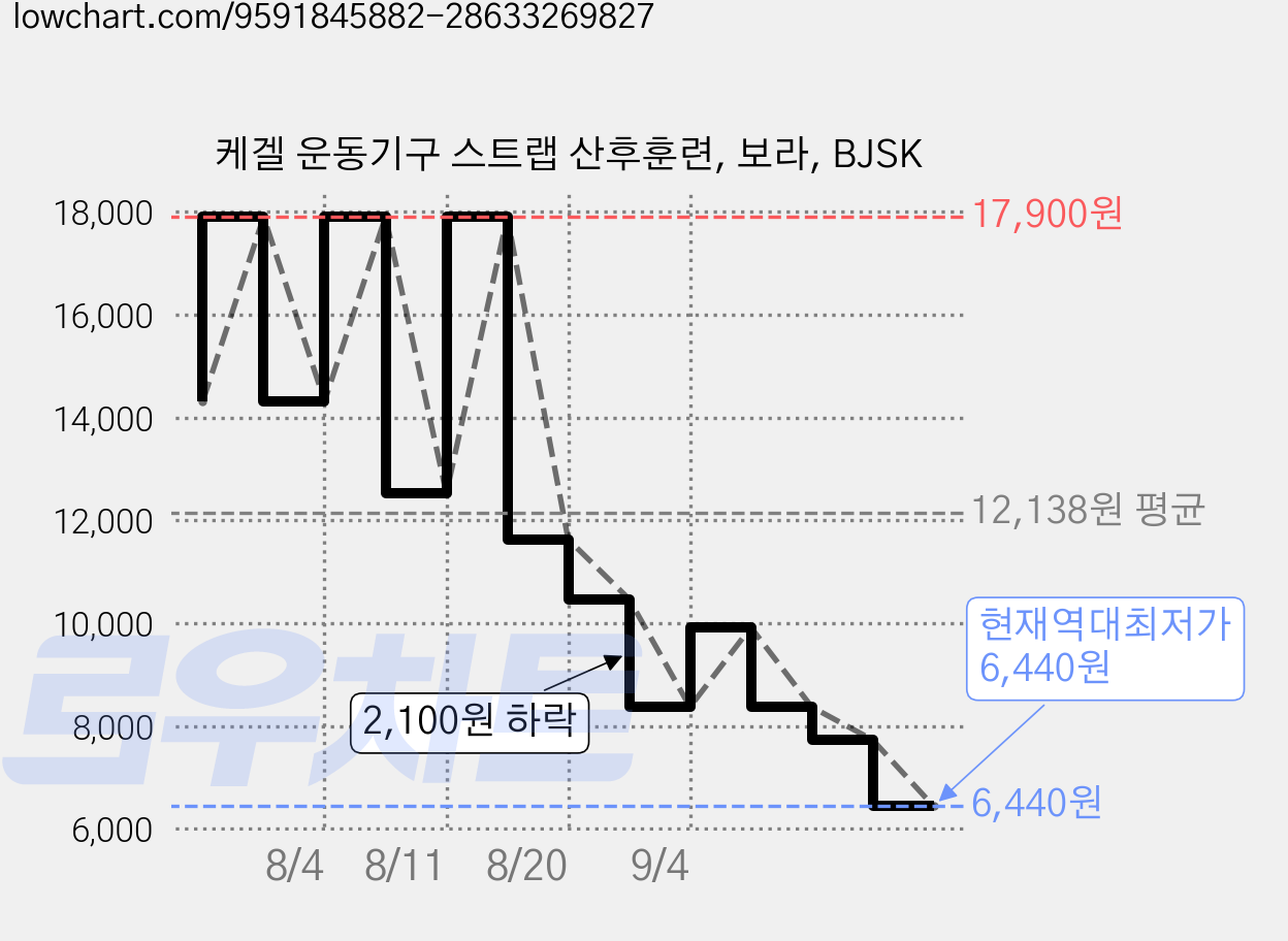 케겔 운동기구 스트랩 산후훈련, 보라, BJSK 가격 변동 차트, 현재가 6,440원, 역대최저가