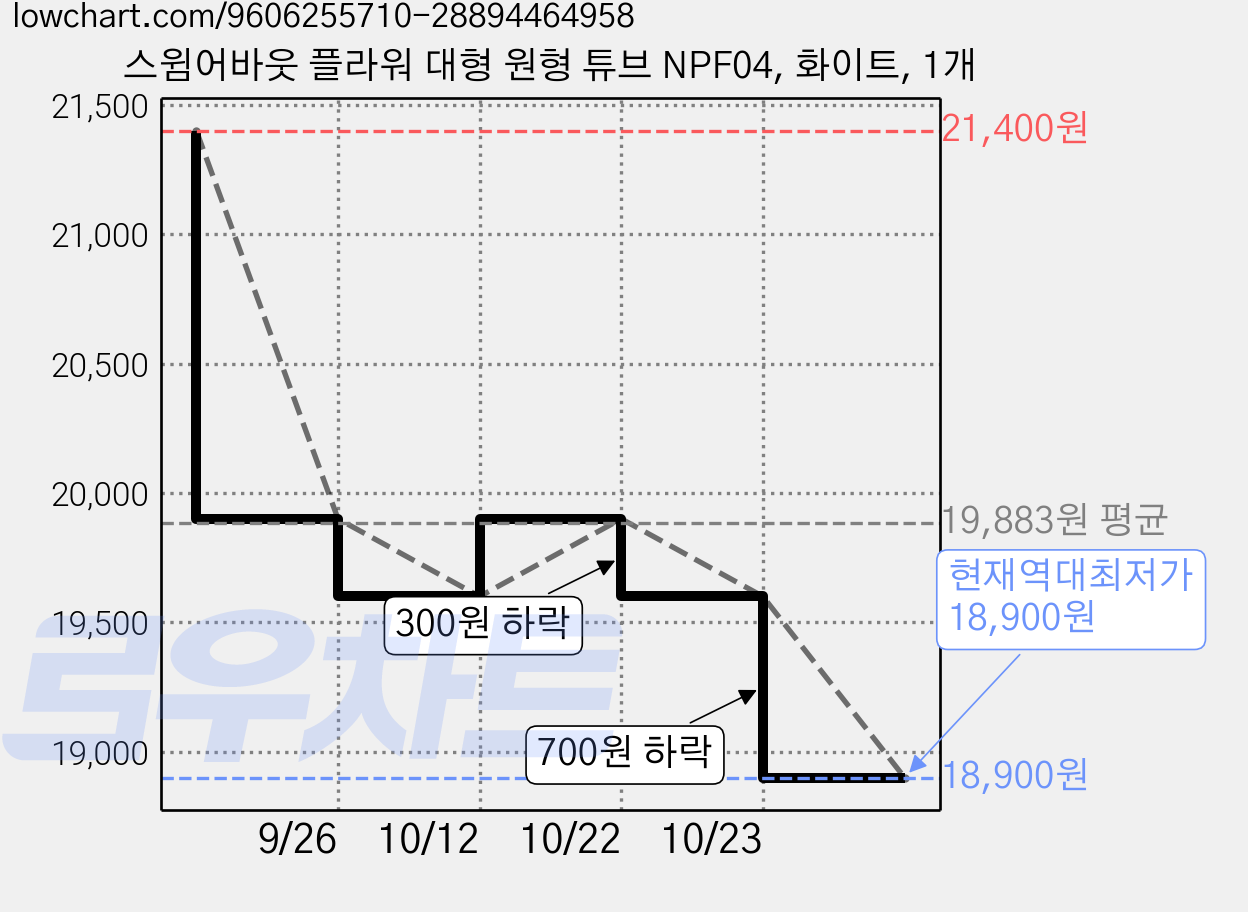 스윔어바웃 플라워 대형 원형 튜브 NPF04, 화이트, 1개 가격 변동 차트, 현재가 18,900원, 역대최저가