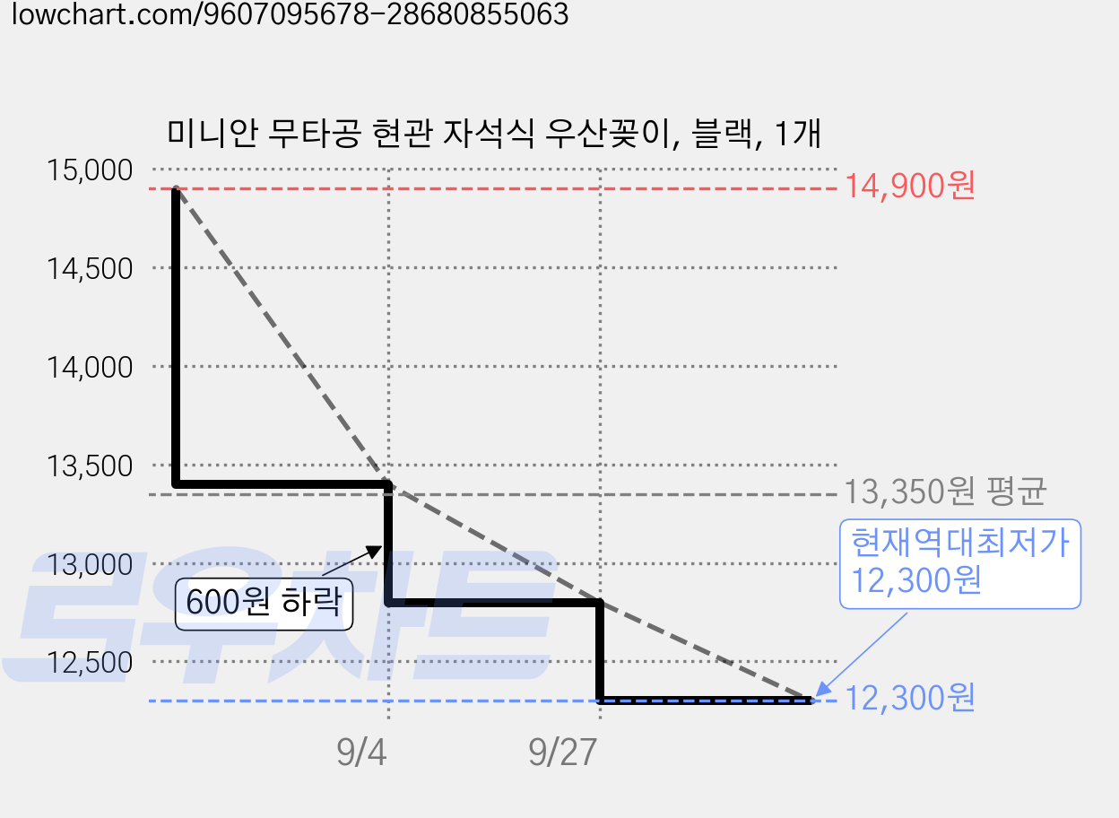 미니안 무타공 현관 자석식 우산꽂이, 블랙, 1개 가격 변동 차트, 현재가 12,300원, 역대최저가