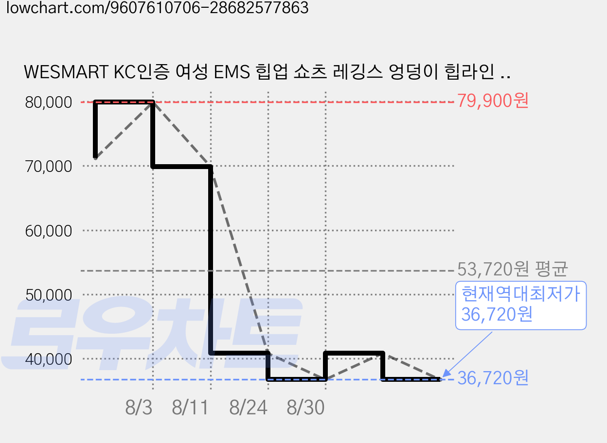 WESMART KC인증 여성 EMS 힙업 쇼츠 레깅스 엉덩이 힙라인 탄력 골반레깅스 홈트 슬림핏 트레이닝 운동 바지 바디라인 관리 6022 2.0, EMS 힙업 팬츠 2.0 버전, L (65-75KG) 가격 변동 차트, 현재가 36,720원, 역대최저가