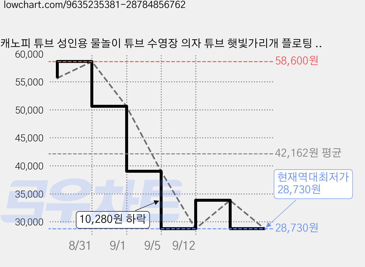 캐노피 튜브 성인용 물놀이 튜브 수영장 의자 튜브 햇빛가리개 플로팅 라운저 에어펌프 방수팩 포함, 1개, 블루베리 아이스크림 캐노피 수영링 가격 변동 차트, 현재가 28,730원, 역대최저가