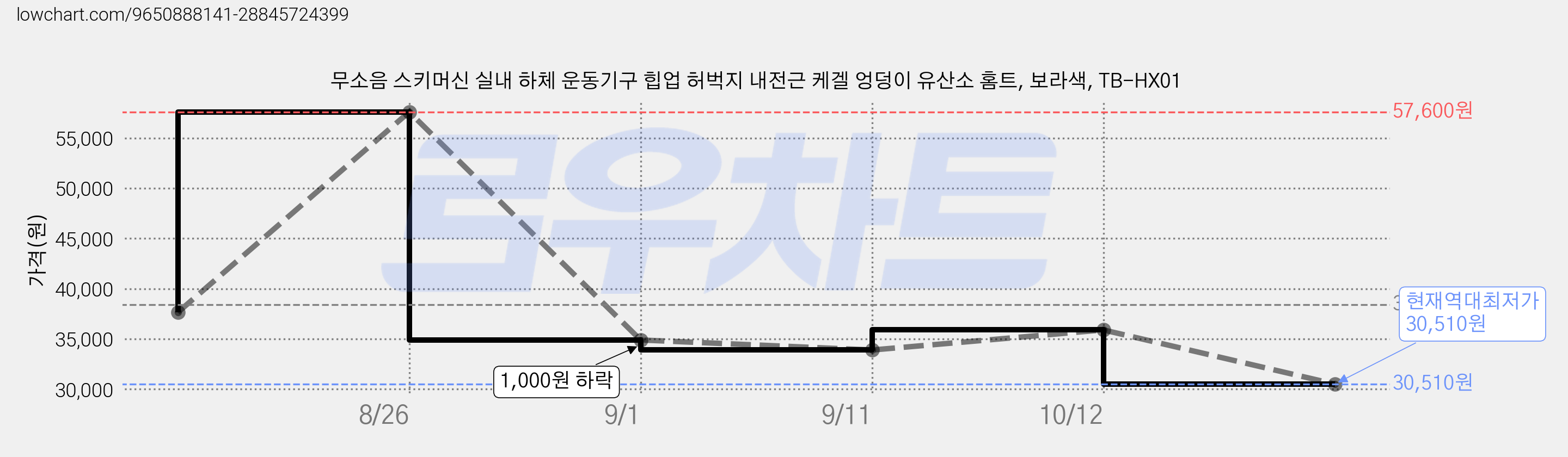 무소음 스키머신 실내 하체 운동기구 힙업 허벅지 내전근 케겔 엉덩이 유산소 홈트, 보라색, TB-HX01 가격 변동 차트, 현재가 30,510원, 역대최저가