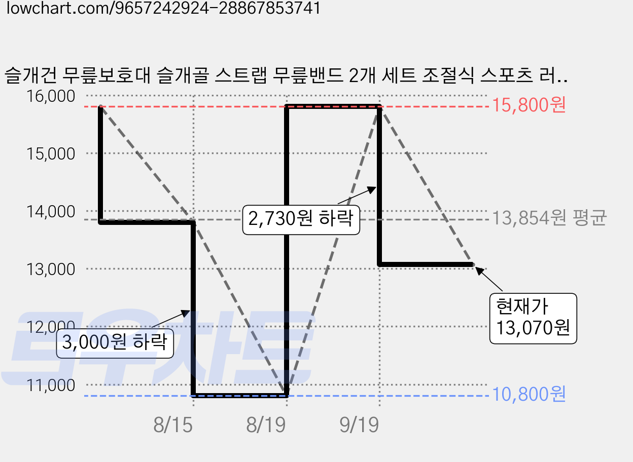 슬개건 무릎보호대 슬개골 스트랩 무릎밴드 2개 세트 조절식 스포츠 러닝 등산 헬스 조깅 운동 관절 서포터 남녀공용, 회색 가격 변동 차트, 현재가 13,070원, 관측 최저가 10,800원