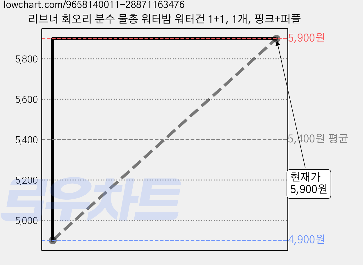 리브너 회오리 분수 물총 워터밤 워터건 1+1, 1개, 핑크+퍼플 가격 변동 차트, 현재가 5,900원, 관측 최저가 4,900원