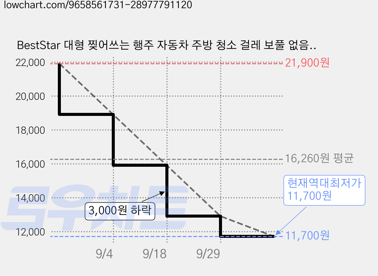 BestStar 대형 찢어쓰는 행주 자동차 주방 청소 걸레 보풀 없음 재사용 가능 3롤 세트 다용도 꿀템, 5개, 블루25*25 가격 변동 차트, 현재가 11,700원, 역대최저가