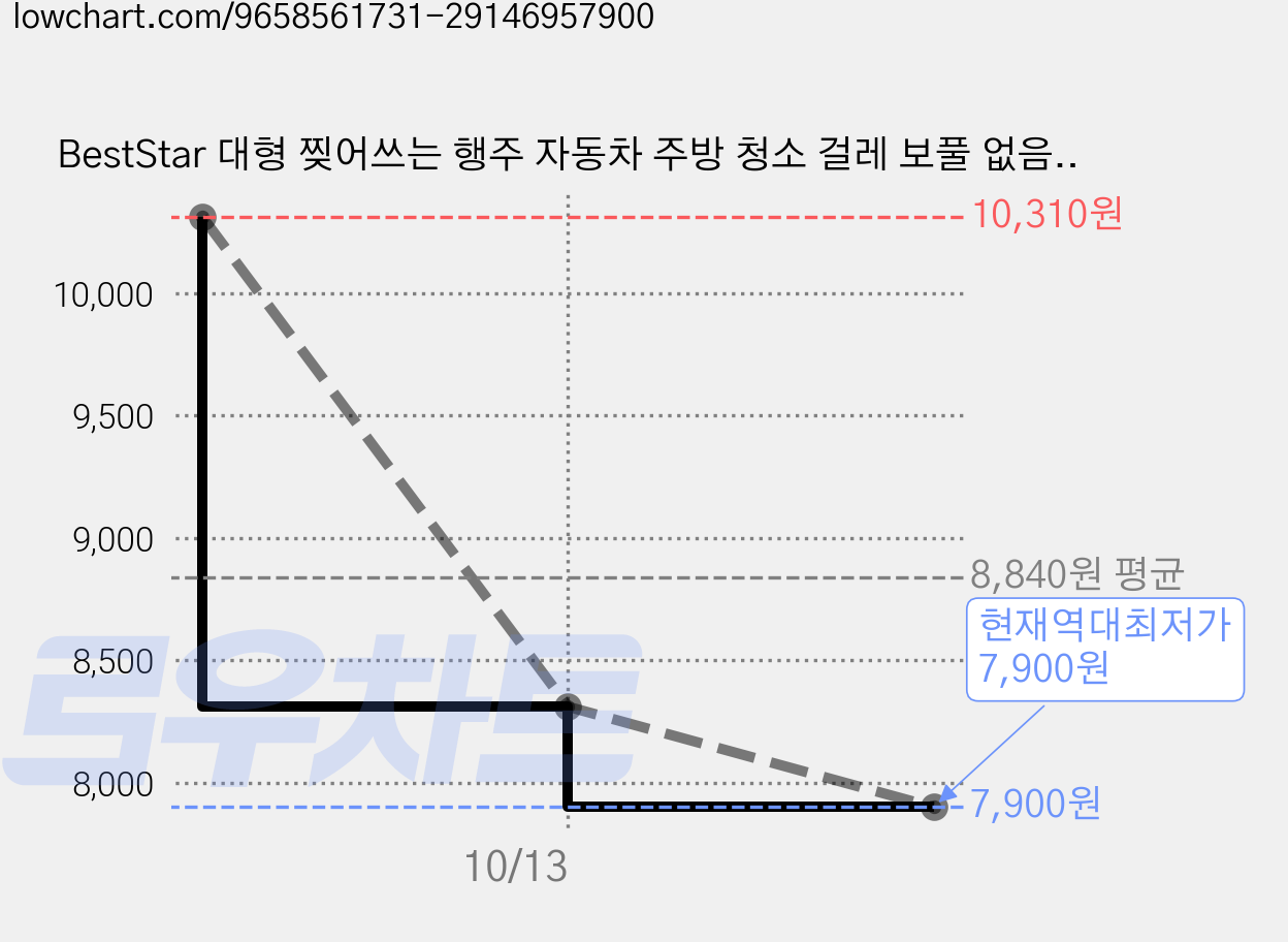 BestStar 대형 찢어쓰는 행주 자동차 주방 청소 걸레 보풀 없음 재사용 가능 3롤 세트 다용도 꿀템, 2개, 블루25*25 가격 변동 차트, 현재가 7,900원, 역대최저가