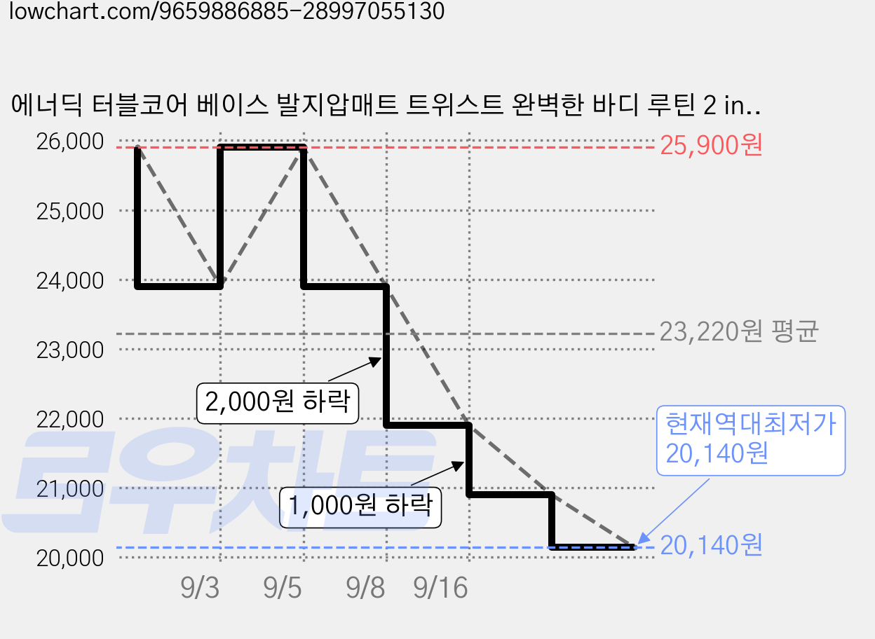에너딕 터블코어 베이스 발지압매트 트위스트 완벽한 바디 루틴 2 in 1, 퍼플, 1개 가격 변동 차트, 현재가 20,140원, 역대최저가
