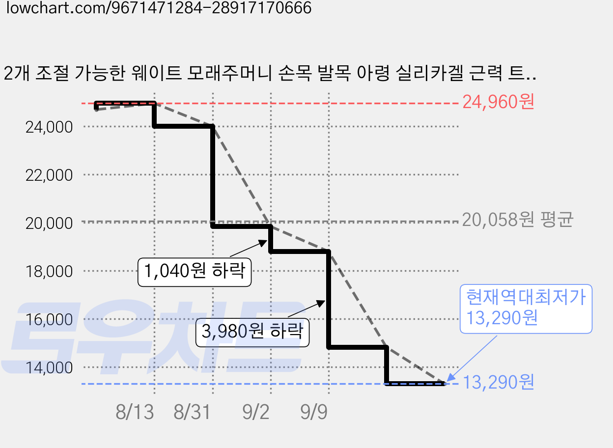 2개 조절 가능한 웨이트 모래주머니 손목 발목 아령 실리카겔 근력 트레이닝 편리한 휴대함 다기능 요가 러닝, Brown, 1kg 가격 변동 차트, 현재가 13,290원, 역대최저가