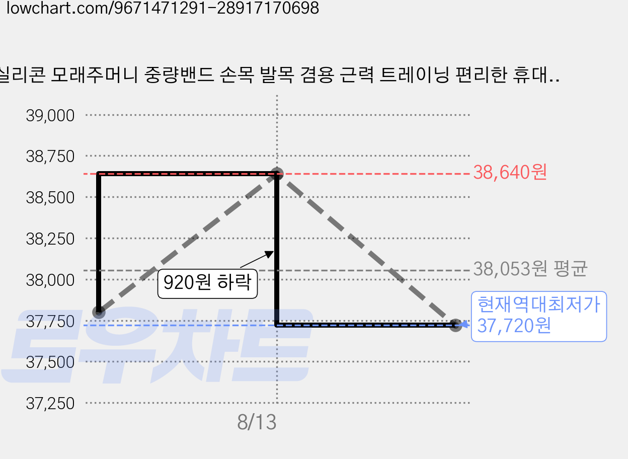 실리콘 모래주머니 중량밴드 손목 발목 겸용 근력 트레이닝 편리한 휴대함 러닝 2p 세트, White, 2kg 가격 변동 차트, 현재가 37,720원, 역대최저가
