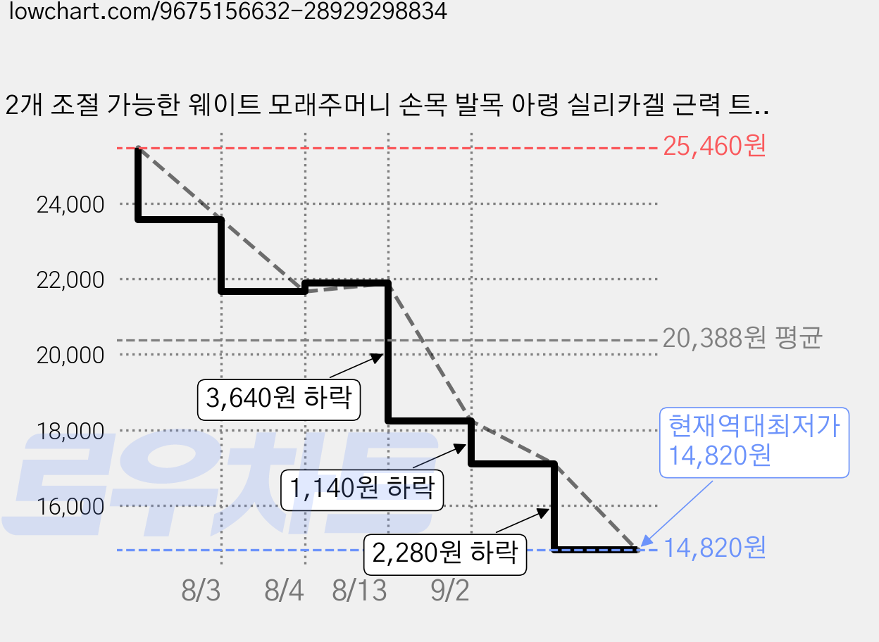 2개 조절 가능한 웨이트 모래주머니 손목 발목 아령 실리카겔 근력 트레이닝 편리한 휴대함 다기능 요가 러닝 수영, Blue+Orange, 1kg 가격 변동 차트, 현재가 14,820원, 역대최저가