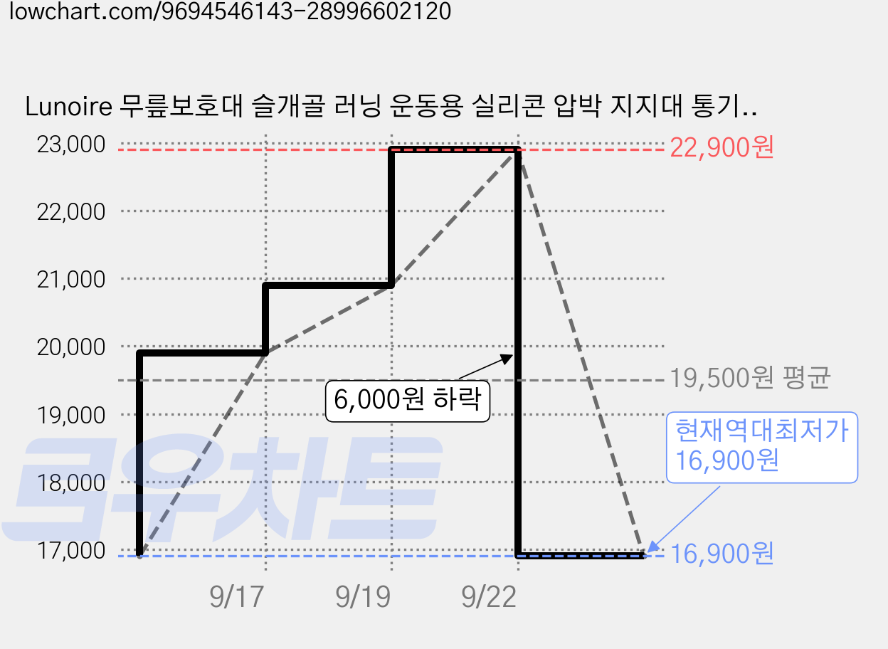 Lunoire 무릎보호대 슬개골 러닝 운동용 실리콘 압박 지지대 통기성 무릎밴드 스포츠 보호대, 블랙, 2개 가격 변동 차트, 현재가 16,900원, 역대최저가